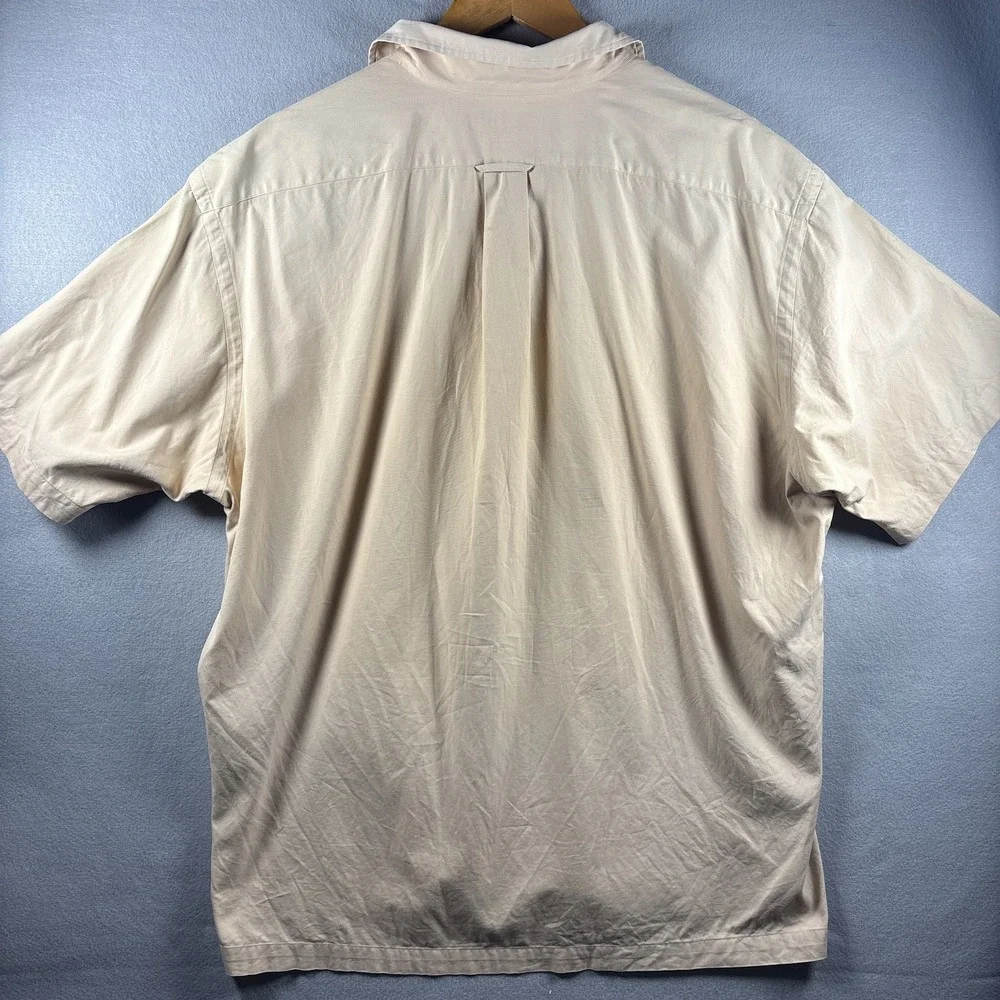 Vintage Polo Ralph Lauren Caldwell Cotton Camp Shirt XL Beige Loop Collar